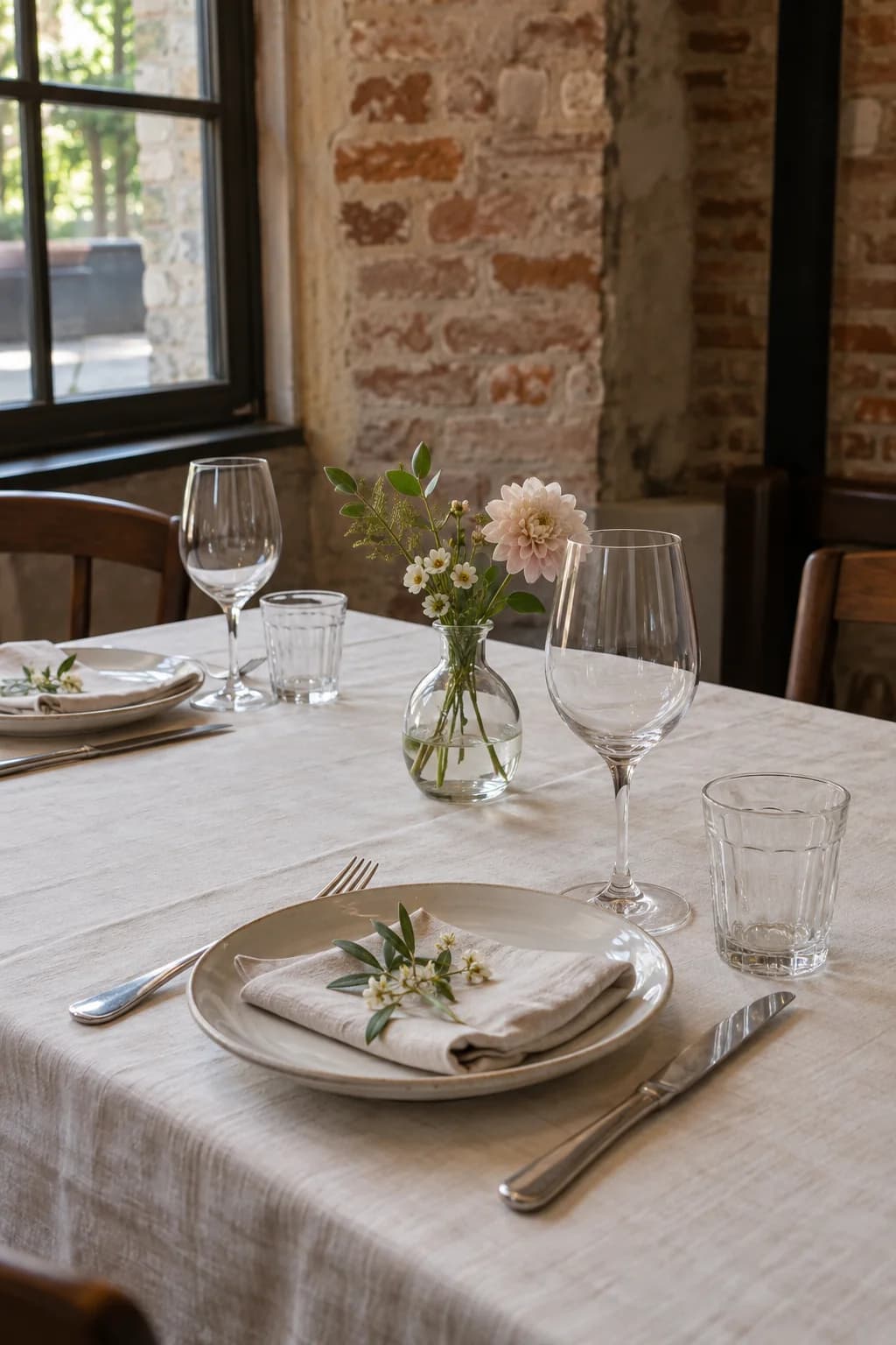 Table sobrement dressée pour une réception de mariage au Ventadour